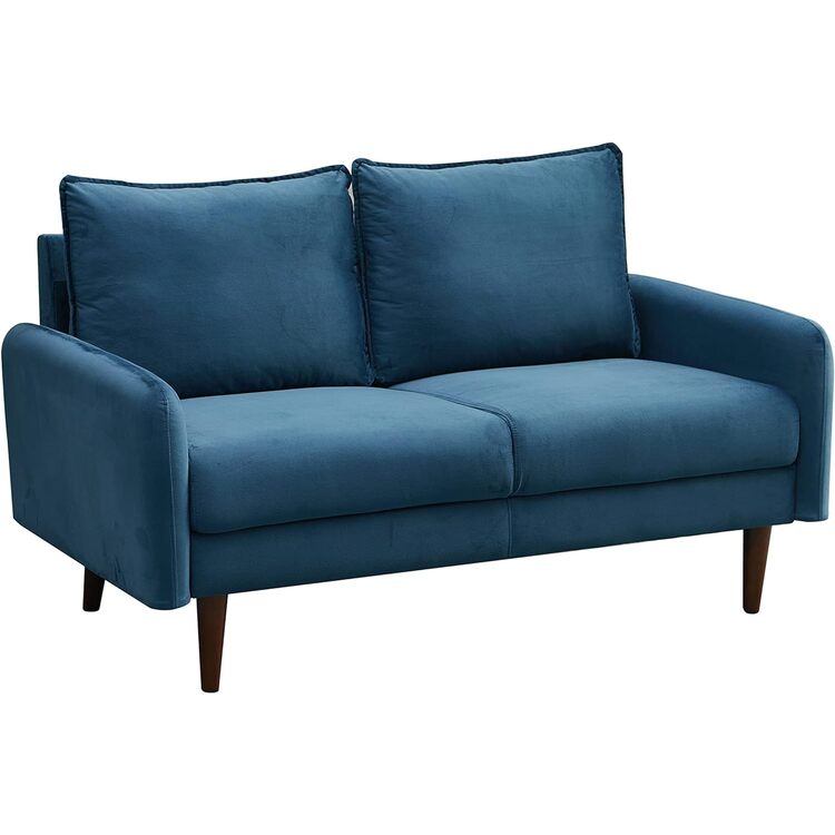 Modern Velvet Sofa with Wooden Legs - Living Room Couch - Image 1