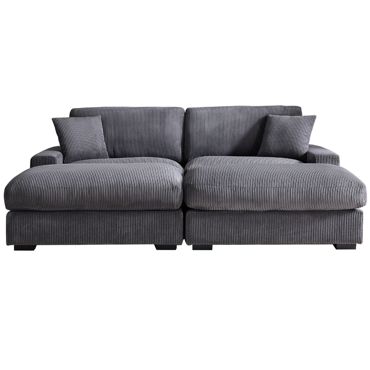 Oversized Loveseat Sectional Sofa with Chaise & Ottomans image - 1