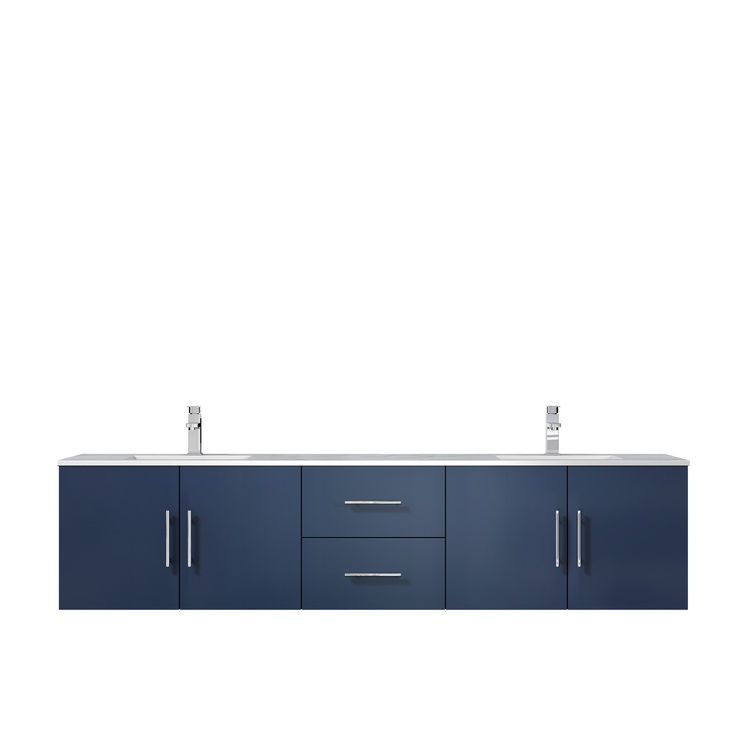 Lexora Geneva 80 in. W x 22 in. D Navy Blue Double Bath Vanity and Carrara Marble Top image - 1