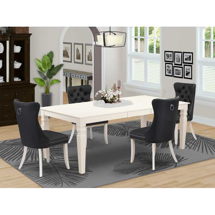 Dinette Set Linen White Kitchen Table Chairs image - 1