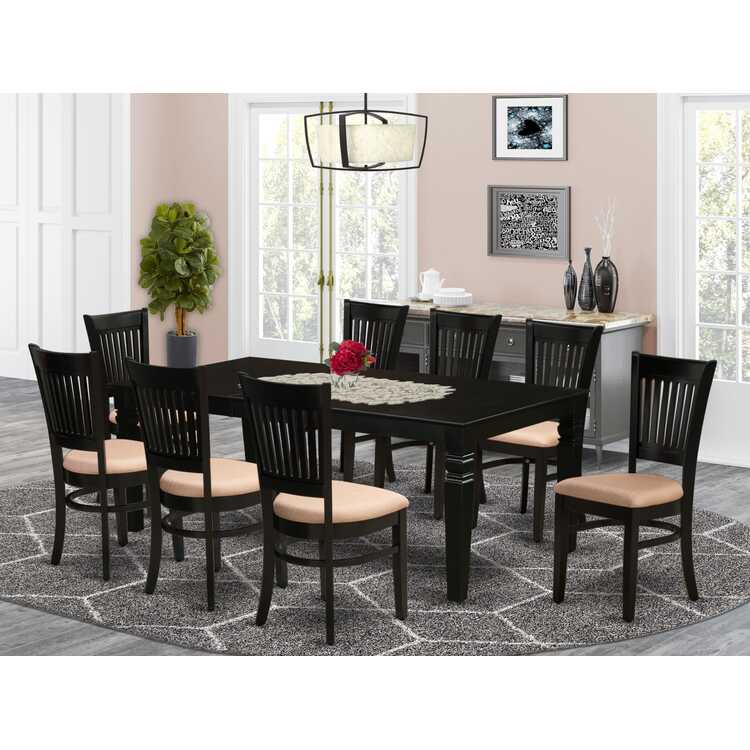 9-Piece Kitchen Table Set with 8 Linen Chairs - East West Furniture image - 1