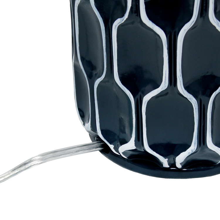 Lalia Home Moroccan Table Lamp with Fabric White Shade, Blue image - 1