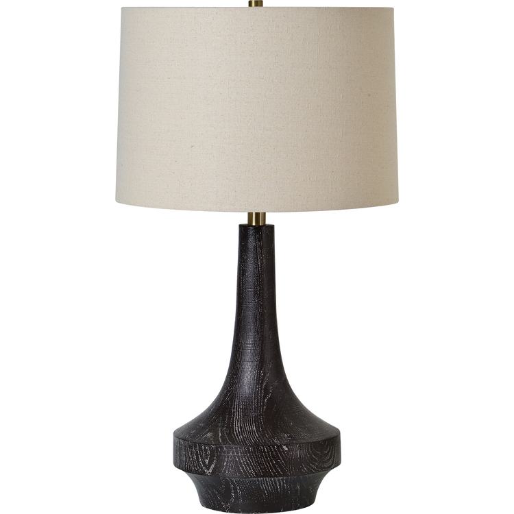 Dark Brown Table Lamp 15x15x26.25 Linen Shade Wooden Base - Renwil image - 1