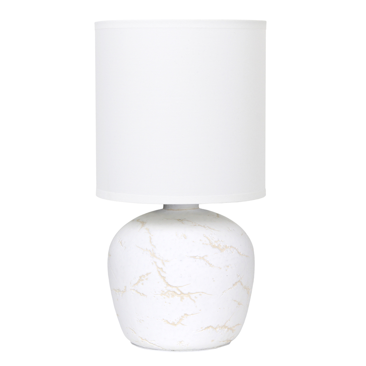 Simple Designs 12.4" Chic Glow Mini Rounded Marble Inspired Concrete Table Lamp With Fabric Shade, For Bedroom, Office, Living Room, Dorm, Off White image - 1