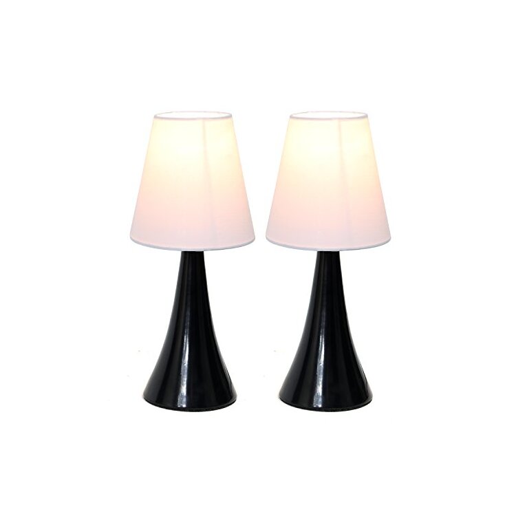 Mini Touch Table Lamp Set with Fabric Shades Black Color - All the Rages image - 1