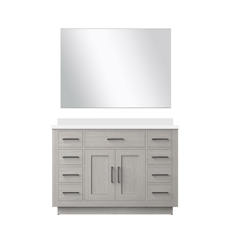 Lexora Abbey 48 in W x 22 in D White Oak Single Bath Vanity Cultured Marble Countertop and 43 in Mirror image - 1
