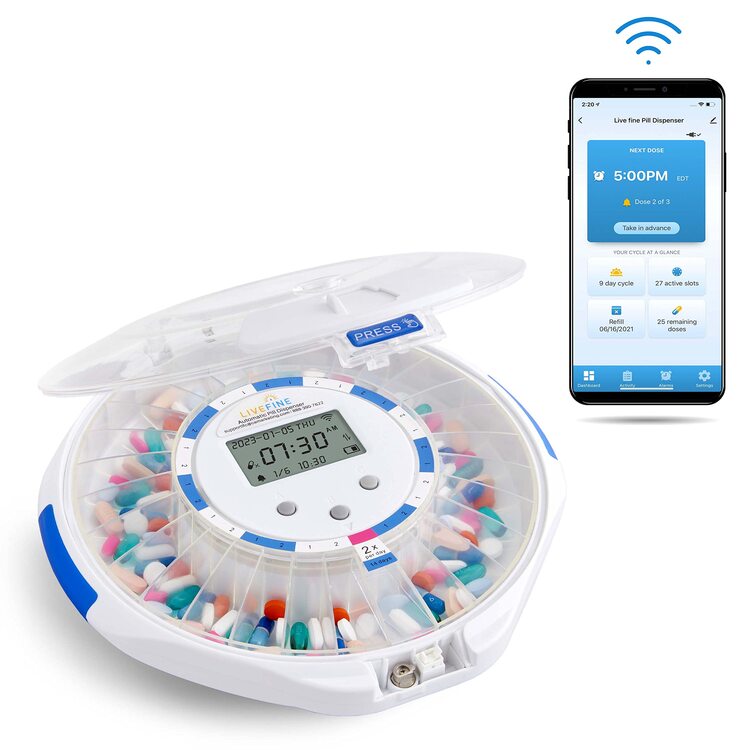 LiveFine Smart WiFi 28 Day Automatic Pill Dispenser with Lock & Alarm image - 1