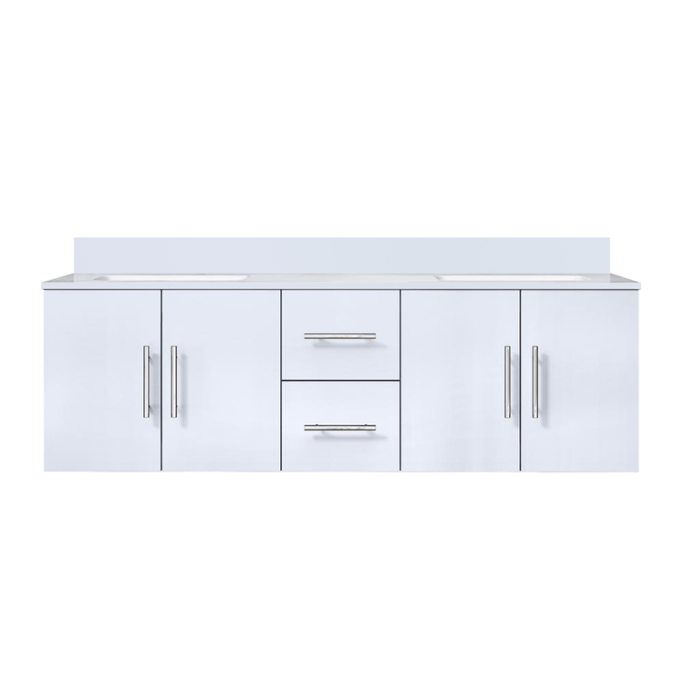 Lexora Geneva 60 in. W x 22 in. D Glossy White Double Bath Vanity and Cultured Marble Top image - 1