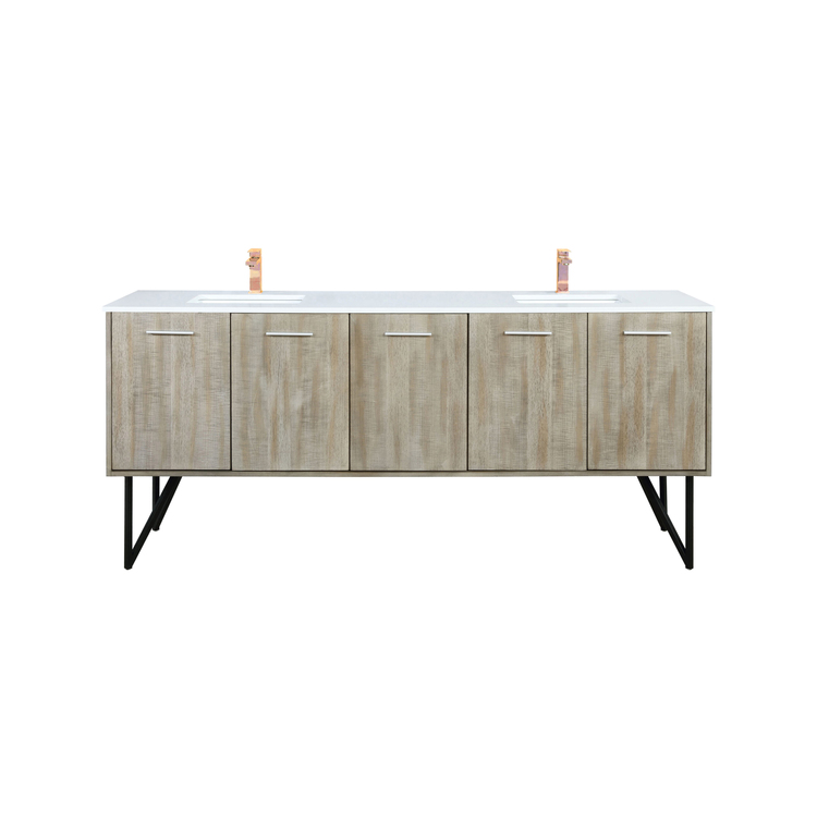 Lexora Lancy 80 in W x 20 in D Rustic Acacia Double Bath Vanity, Cultured Marble Top and Rose Gold Faucet Set image - 1