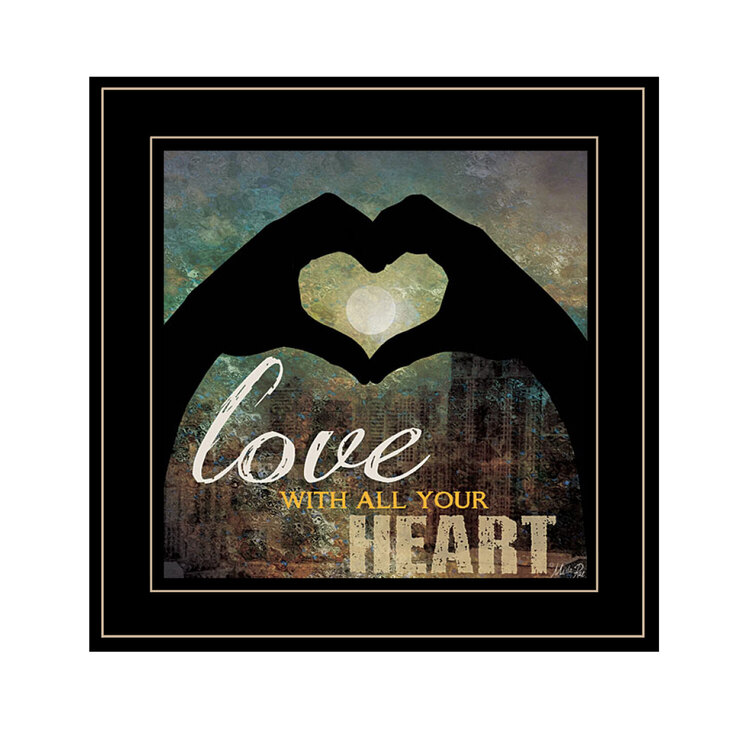 Trendy Decor4U "Love with all Your Heart" by Marla Rae, Ready to Hang Framed Print, Black Frame image - 1