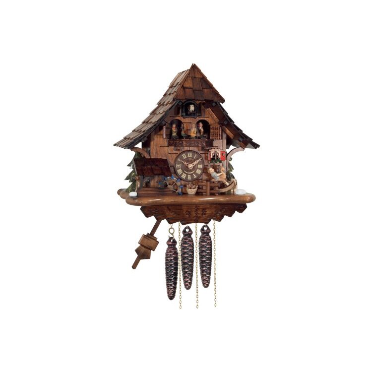 River City Clocks German Cuckoo Clock - Musical Cottage with Moving Figures image - 1