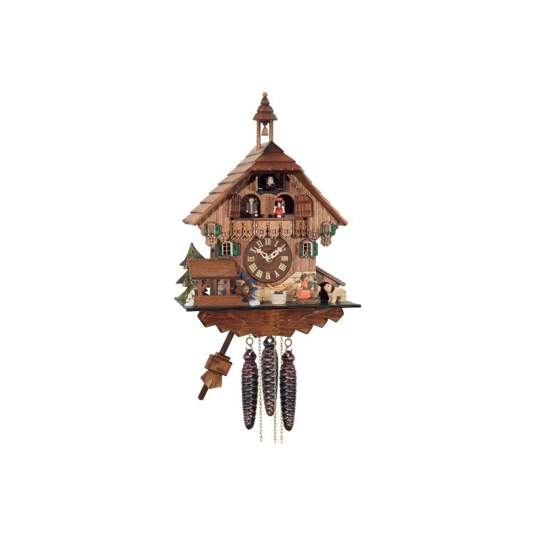 River City Clocks Musical Cuckoo Clock - German Cottage with Kissing Couple image - 1