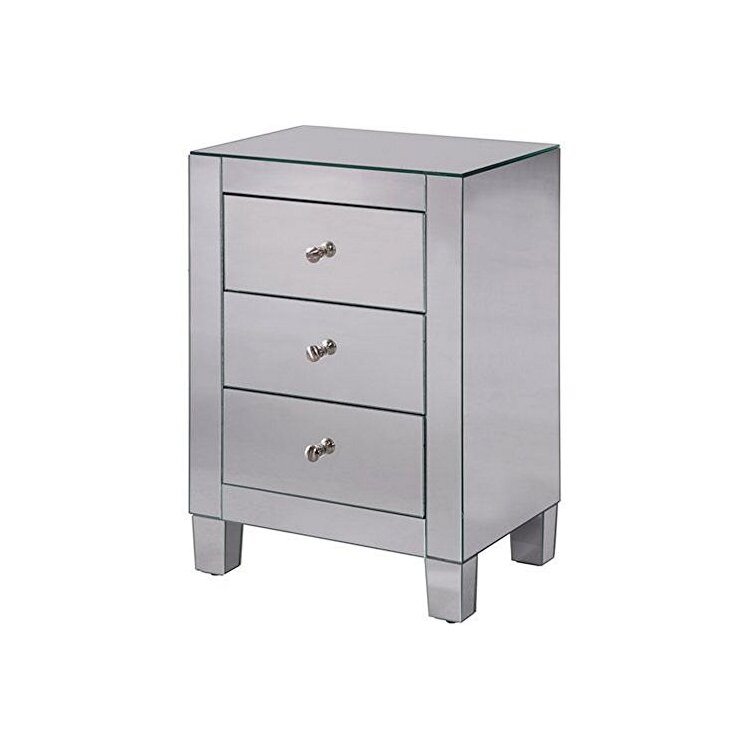 Modern Clear Glass Cabinet with 3 Drawers and Crystal Knobs - Elegant Furniture image - 1