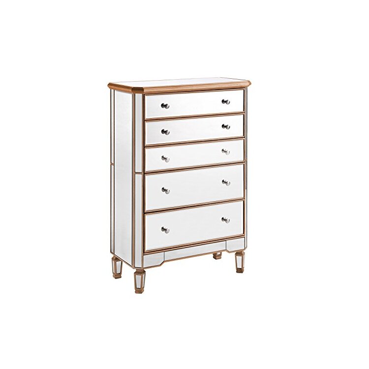 Elegant Decor 5 Drawer Cabinet 33 in. x 16 in. x 49 in. in Gold paint image - 1