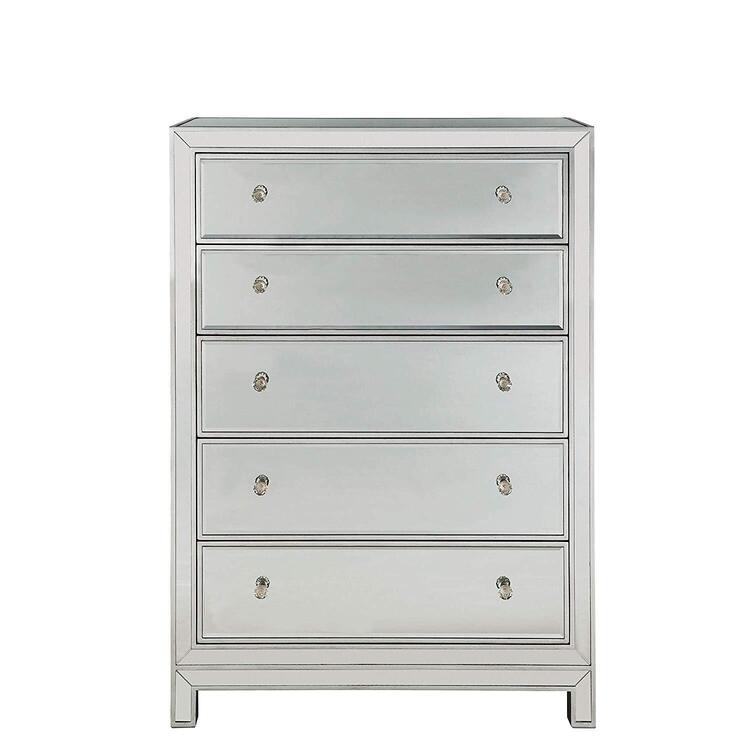 Elegant Decor Chest 5 drawers 34in. W x 16in. D x 48in. H in antique silver paint image - 1