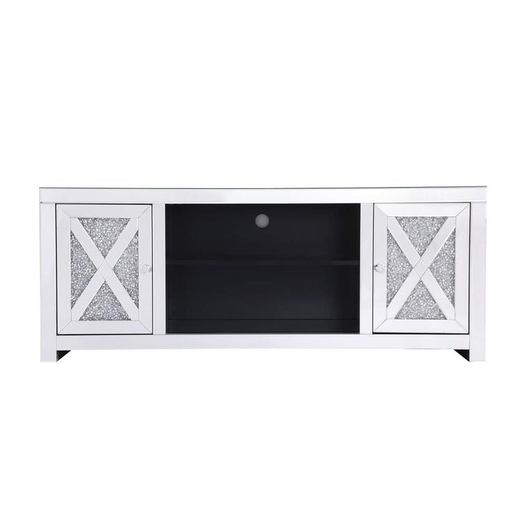 Elegant Decor 59 in. crystal mirrored TV stand image - 1
