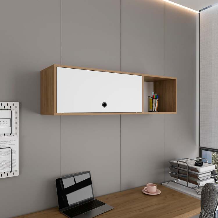 TUHOME Sahara 47" Wide One - Door Wall Cabinet With Three Shelves And Pull Up Door For Home Office, Living Room, Kitchen, Garage image - 1