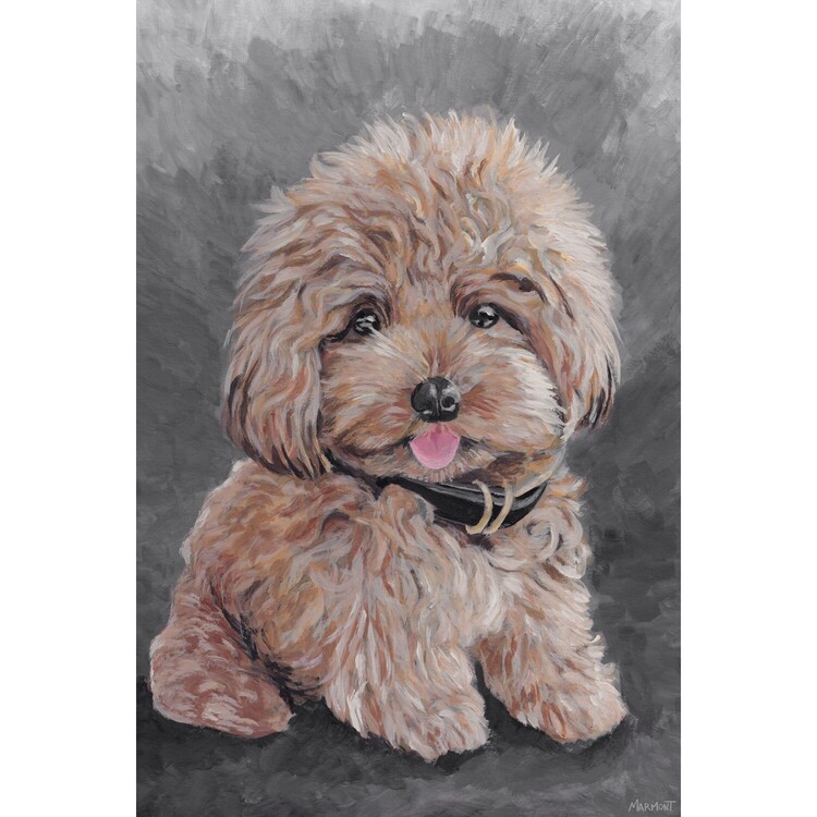 Marmont Hill One Cuddly Puppy Painting Print on Wrapped Canvas image - 1