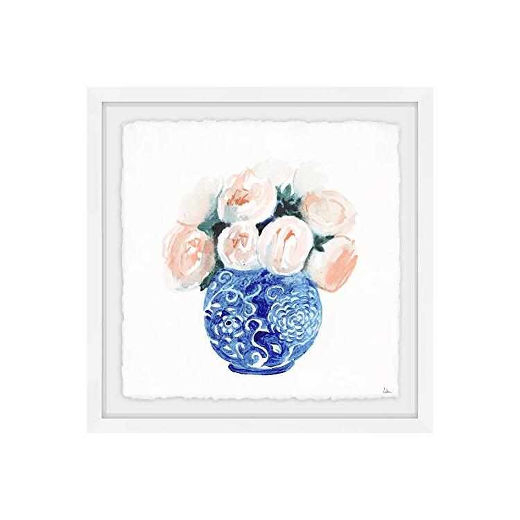Marmont Hill Indigo and Peach Luxury Framed Painting Print image - 1