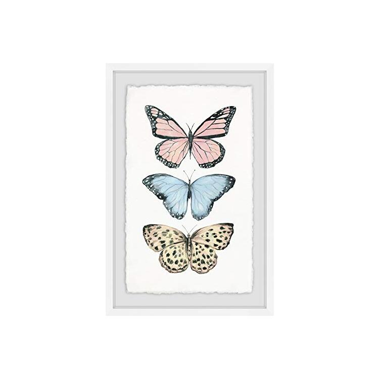 Butterfly Trio Framed Painting Print Marmont Hill Style Masterpiece - Marmont Hill image - 1