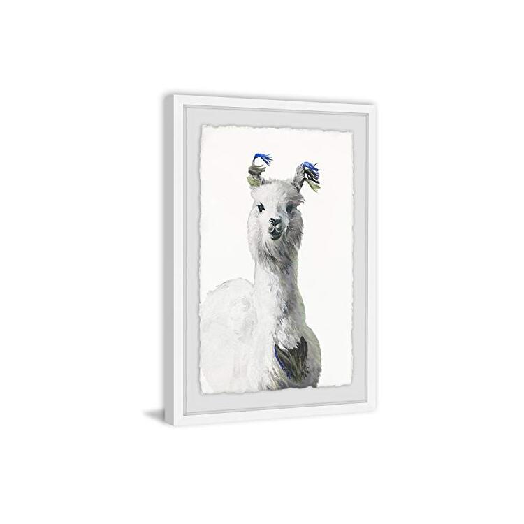 White Llama Framed Painting Print Artwork Home Decor Wall Decoration - Marmont Hill image - 1