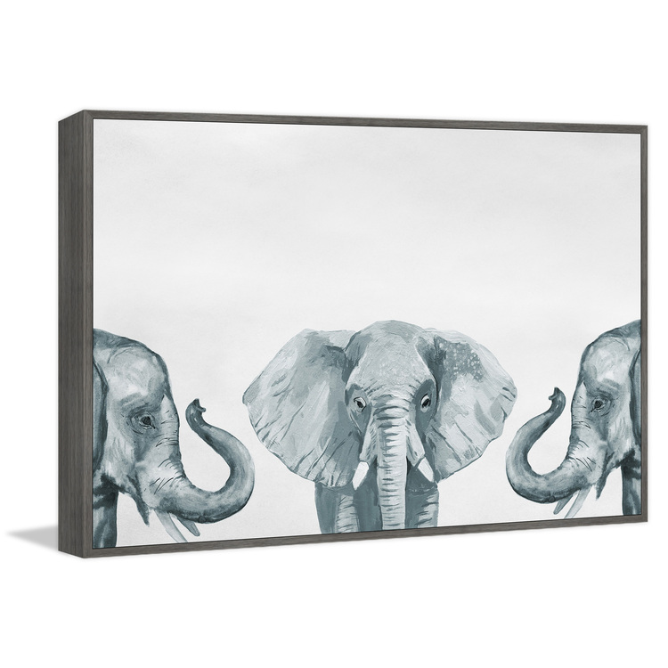 Elephant Poses III Floater Framed Canvas Art Print 18x12 - Marmont Hill image - 1