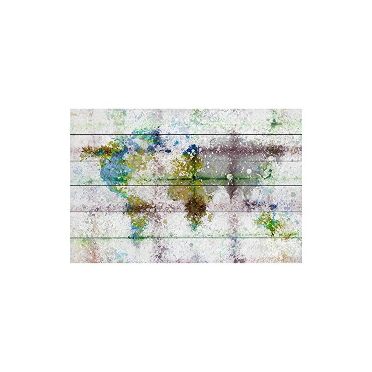 Color Splash Map Painting Print on White Wood image - 1