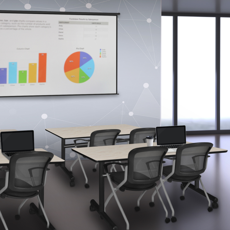 48in Maple Flip Top Mobile Training Table & 2 Nesting Chairs - Regency Seating image - 1