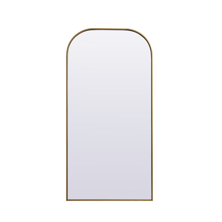 Metal Frame Arch Full Length Mirror 32x66 Inch in Brass image - 1