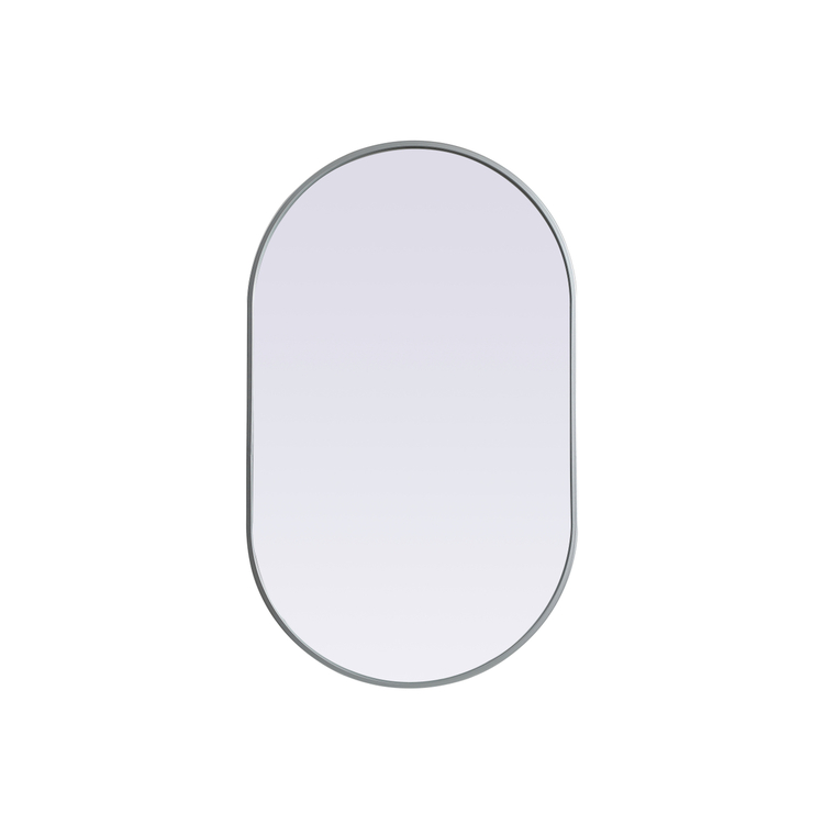 Metal Frame Oval Mirror 24x40 Inch in Silver image - 1