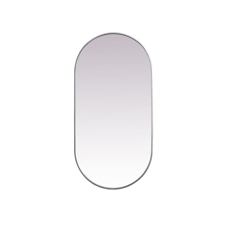 Metal Frame Oval Mirror 30x60 Inch in Silver image - 1