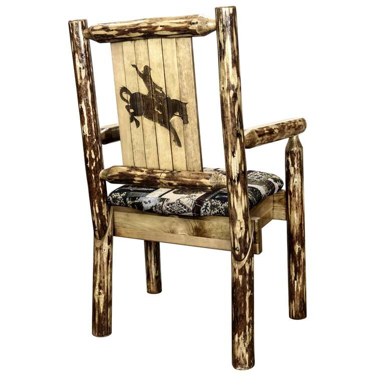 Hand Crafted Captain's Chair w/ Laser Engraved Bronc Design & Durable Build image - 1