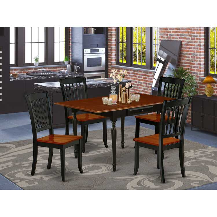 Black & Cherry 5 Piece Dining Set - Table & 4 Chairs - OJCommerce.com