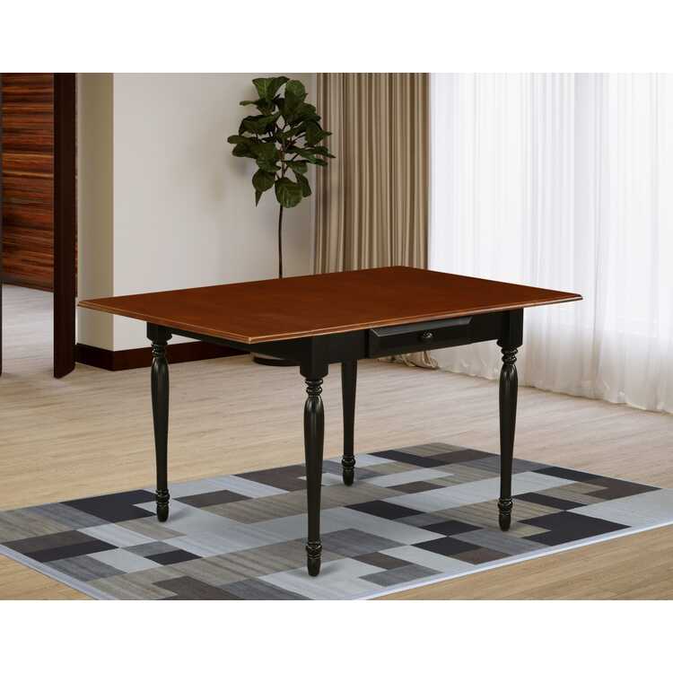 East West Furniture MZT-BCH-T Monza Mid-Century Modern Dining Table - a Rectangle Dining Table Top with Dropleaf & Stylish Legs, 36x54 Inch, Black & Cherry image - 1