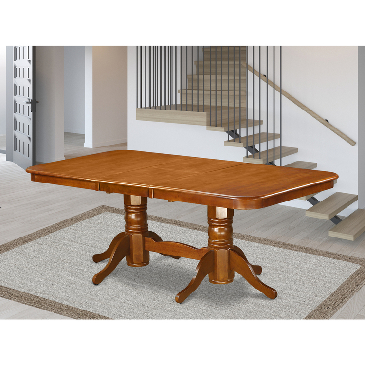 Napoleon rectangular round corner dining table with 17 in self storage ...