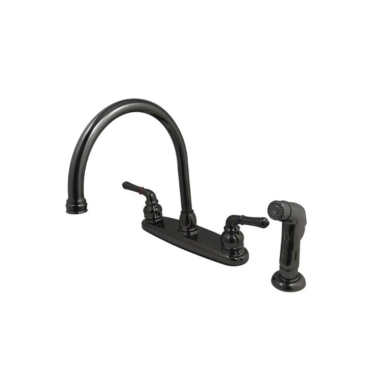 Water Onyx Two Handle Centerset Kitchen Faucet Black Nickel Side Sprayer - Kingston Brass image - 1