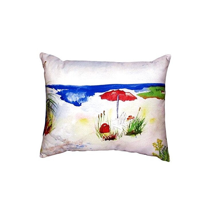 Red Beach Umbrella No Cord Pillow 16x20 inches Soft Outdoor Decor - Betsy Drake Interiors image - 1