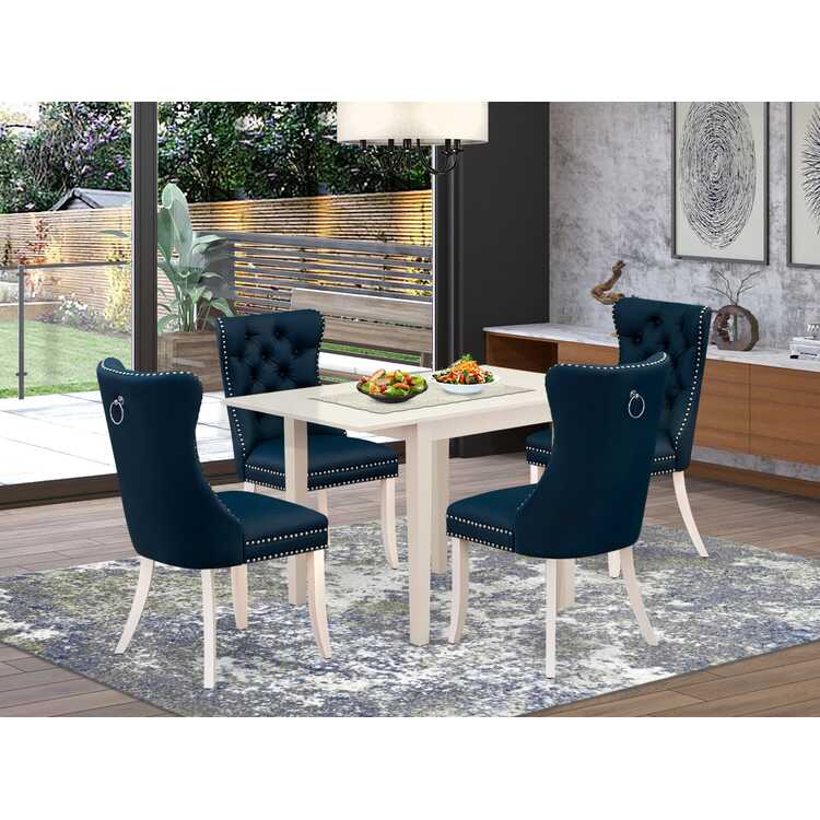 Rectangle Dining Table Set Linen White 5 Piece image - 1