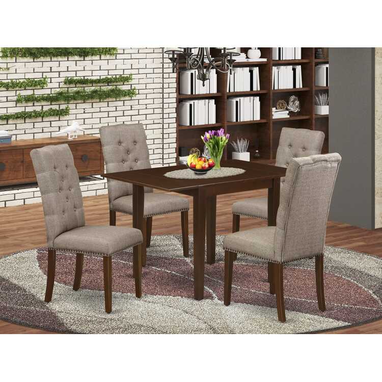 5 Piece Dining Set - Rectangle Table & 4 Linen Chairs - OJCommerce.com