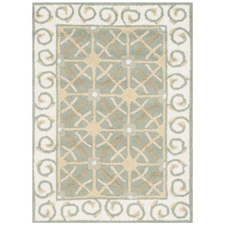 Hand Hooked Medium Rectangle Rug 5'6 x 8'6 Taupe Beige - Safavieh image - 1