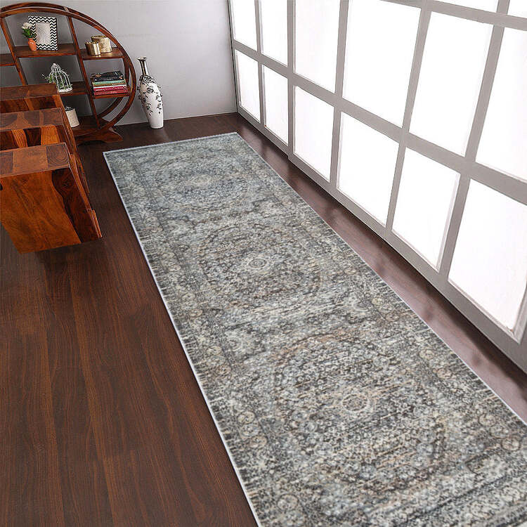 HomeStock Machine Woven Crossweave Polyester 2'6''x9'10'' Runner Area Rug Oriental Multicolor image - 1