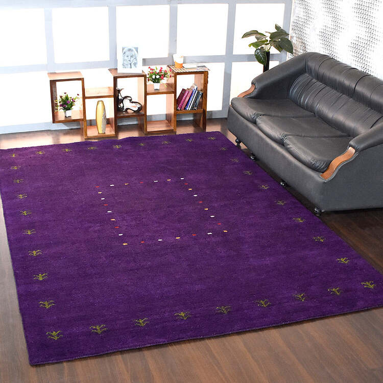 HomeStock Hand Knotted Loom Silk Mix 6'7''x9'10'' Area Rug Contemporary Purple image - 1