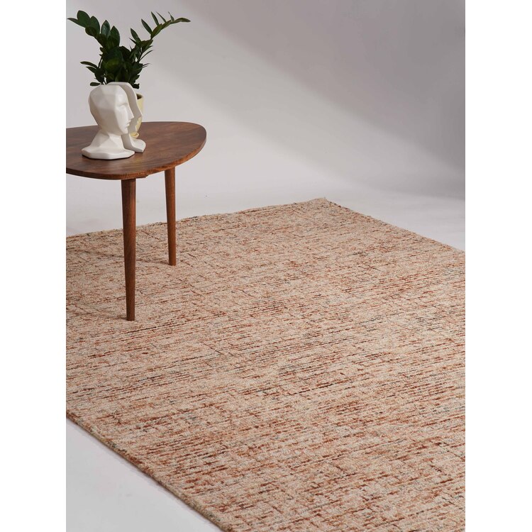 HomeStock Hand Tufted Wool 8'x10' Area Rug Solid Light Brown image - 1