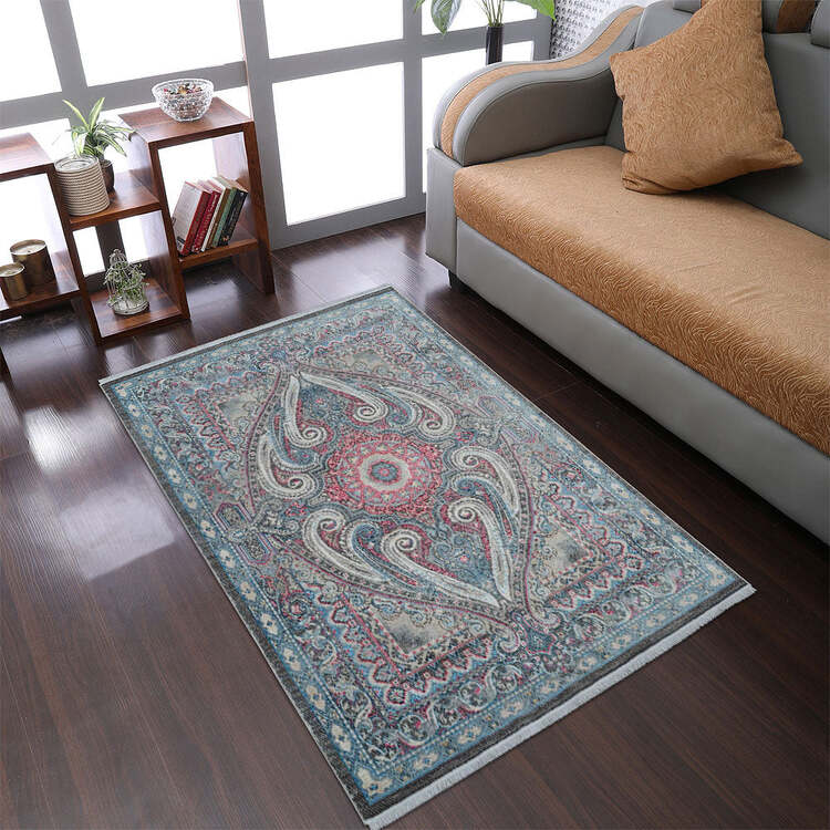 HomeStock Machine Woven Crossweave Polyester 5'x7'10'' Area Rug Oriental Brown Gray image - 1
