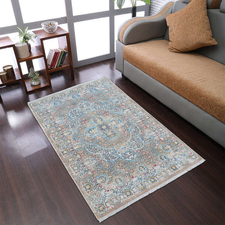 HomeStock Machine Woven Crossweave Polyester 3'11''x5'10'' Area Rug Oriental Beige Black image - 1