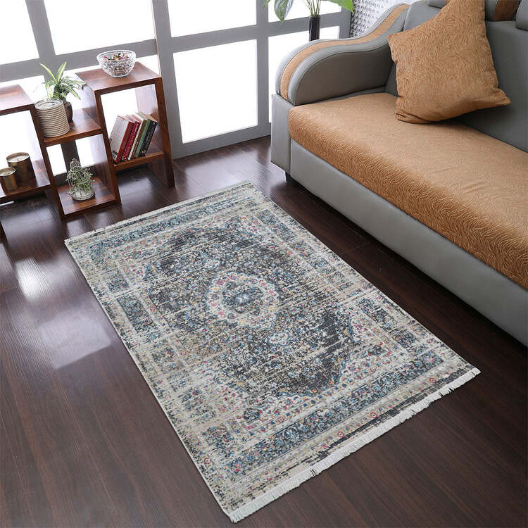 HomeStock Machine Woven Crossweave Polyester 2'x3'10'' Area Rug Oriental Multicolor image - 1