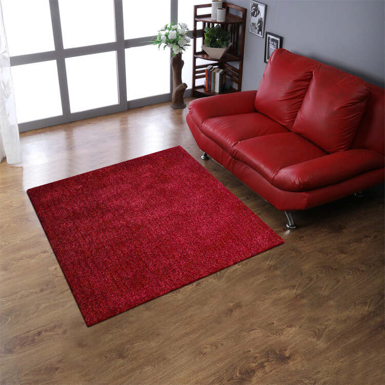 HomeStock Hand Tufted Shag Polyester 8'x8' Square Area Rug Solid Dark Pink image - 1