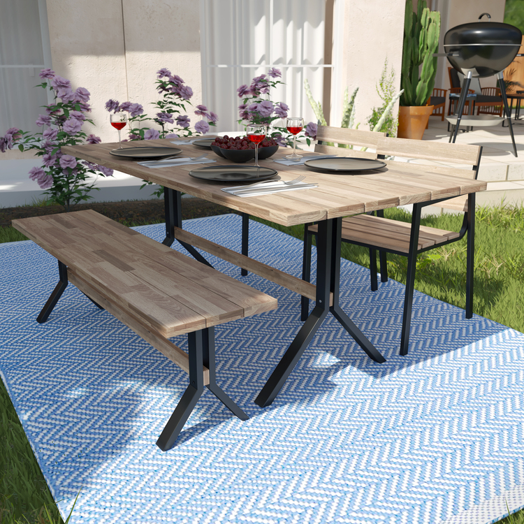 SEI Outdoor Dining Table - Slatted Design for Patio & Balcony image - 1