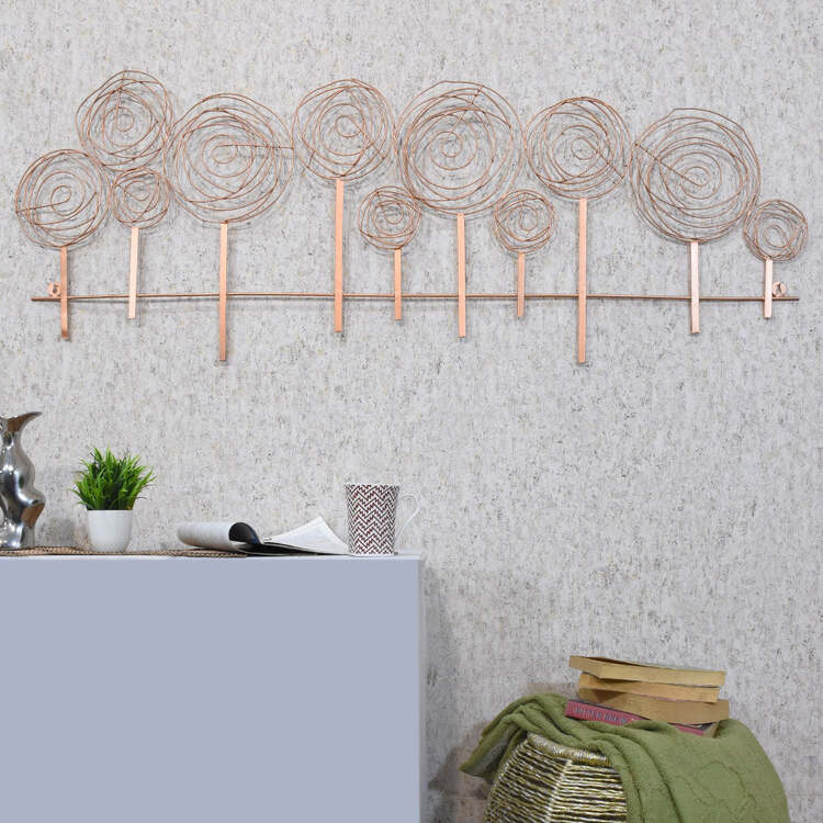 HomeStock Handmade 100% Iron Geometric Pattern Copper Multicolor 55 x 19.5 Inches Metal Wall Decor image - 1