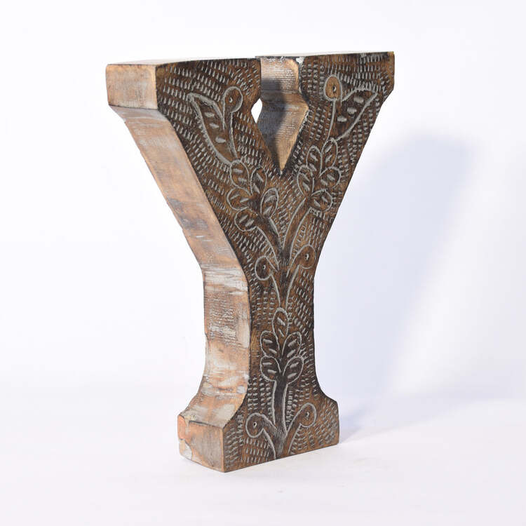 HomeStock Vintage Gray Handmade "Y" Alphabet Letter Block For Wall Mount & Table Top D?cor image - 1